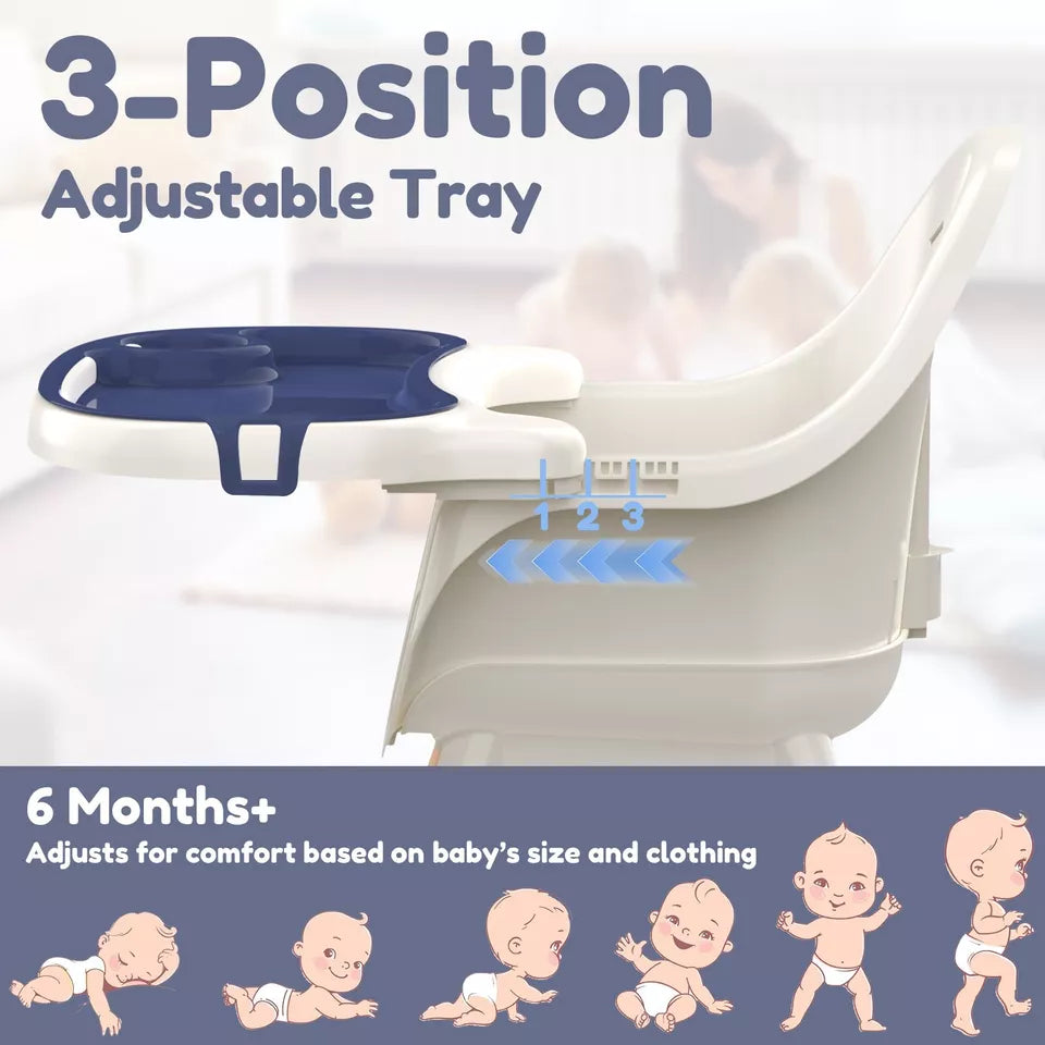 Aeroflux© Premium Baby Feeding High Chair – Adjustable, Safe & Convenient