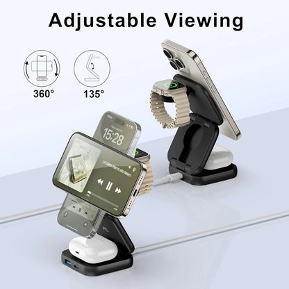 AeroFlux 5-in-1 Foldable MagSafe Wireless Charger | Travel Stand for iPhone, Watch & AirPods
