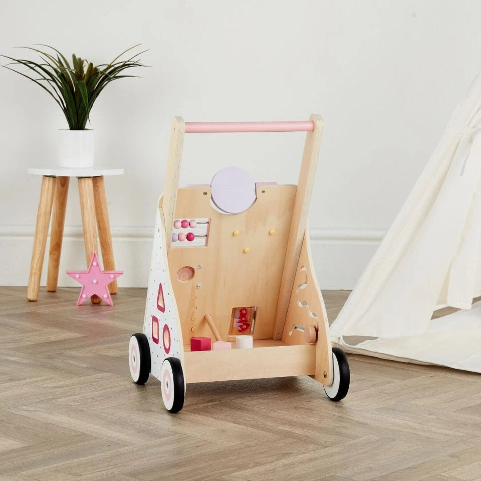 Aeroflux® Premium Wooden Baby Walker – 10-in-1 Learning Activity Center