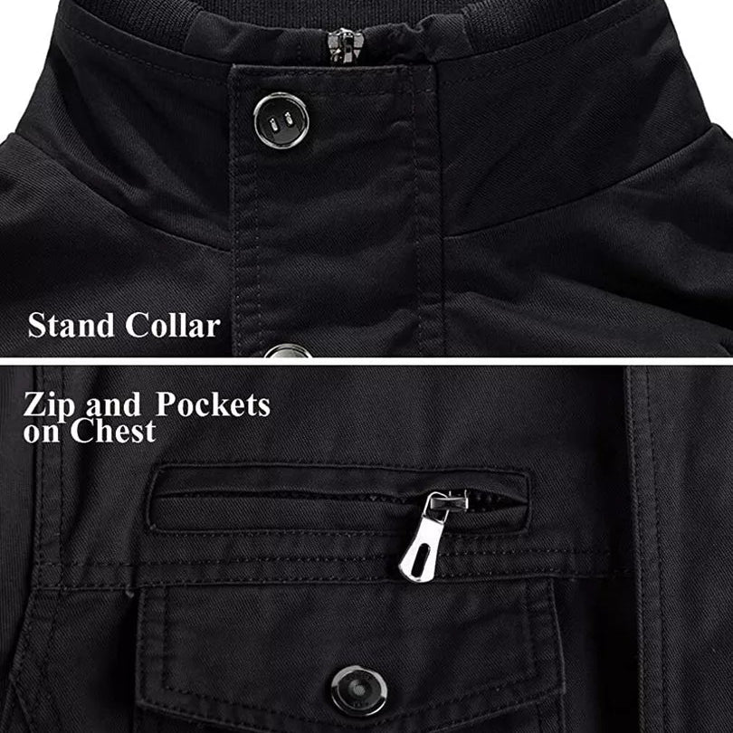 Aeroflux Men’s Cargo Military Tactical Jacket – Cotton Bomber Style Combat Coat