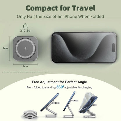 AeroFlux 5-in-1 Foldable MagSafe Wireless Charger | Travel Stand for iPhone, Watch & AirPods