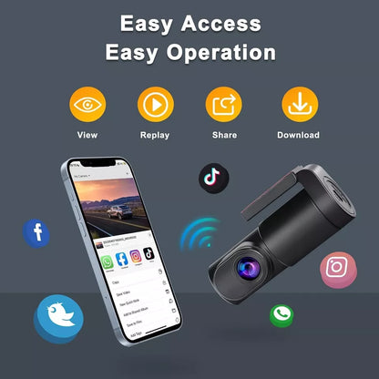 Aeroflux 1080P WiFi Dash Cam with Night Vision & SD Card