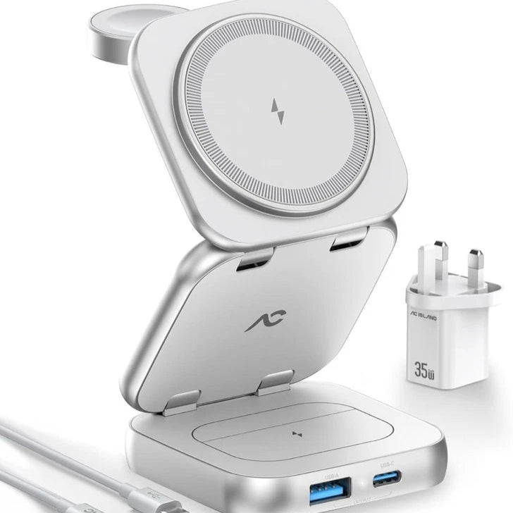 AeroFlux 5-in-1 Foldable MagSafe Wireless Charger | Travel Stand for iPhone, Watch & AirPods