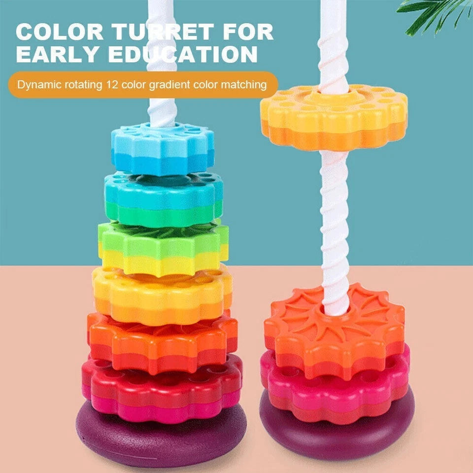 Aeroflux Baby Spinning Toy – Rainbow Stacking Sensory Spin Gears