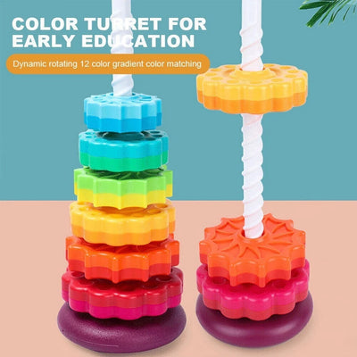 Aeroflux Baby Spinning Toy – Rainbow Stacking Sensory Spin Gears