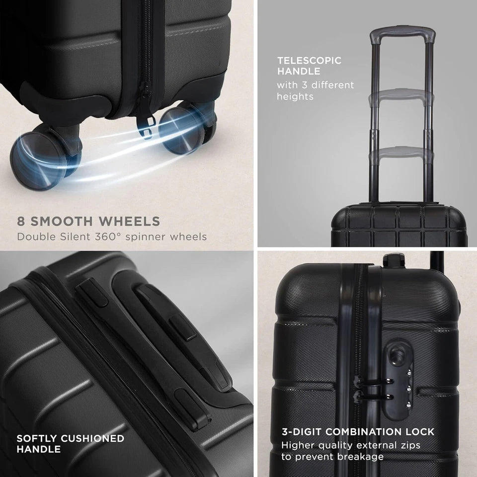 Aeroflux Cabin Suitcase – 45x36x20cm | Lightweight Hard Shell Spinner Luggage