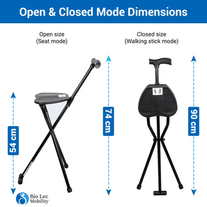 AeroFlux Foldable Cane with Seat — 3-Leg Steady Walking Stick for Comfort & Mobility