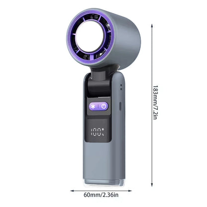Aeroflux Portable Handheld Turbo Fan – USB Rechargeable with Ice Cooling Plate and Digital Display