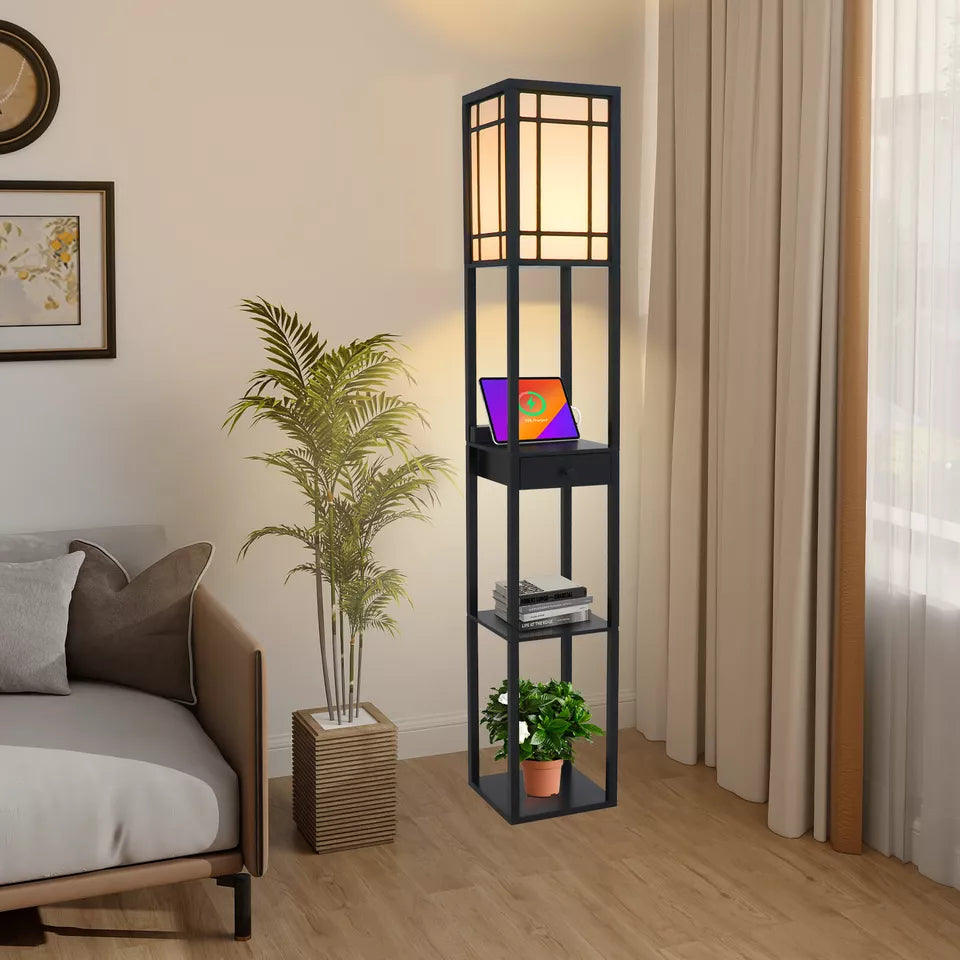 Aeroflux® Floor Lamp with Shelves – Modern Lighting with Smart Storage