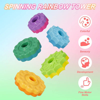 Aeroflux Baby Spinning Toy – Rainbow Stacking Sensory Spin Gears
