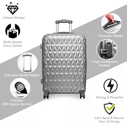 Aeroflux© Lightweight 4-Wheel ABS Hard Shell Travel Trolley Luggage (Medium 24")