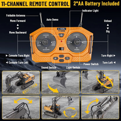 Aeroflux Remote Control RC Digger with Charger & Battery – Children’s RC Excavator Toy