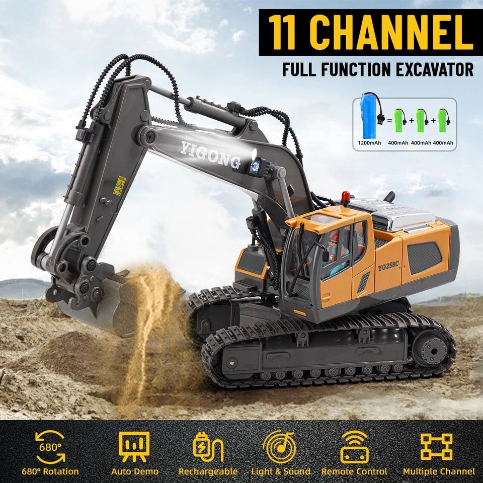 Aeroflux Remote Control RC Digger with Charger & Battery – Children’s RC Excavator Toy