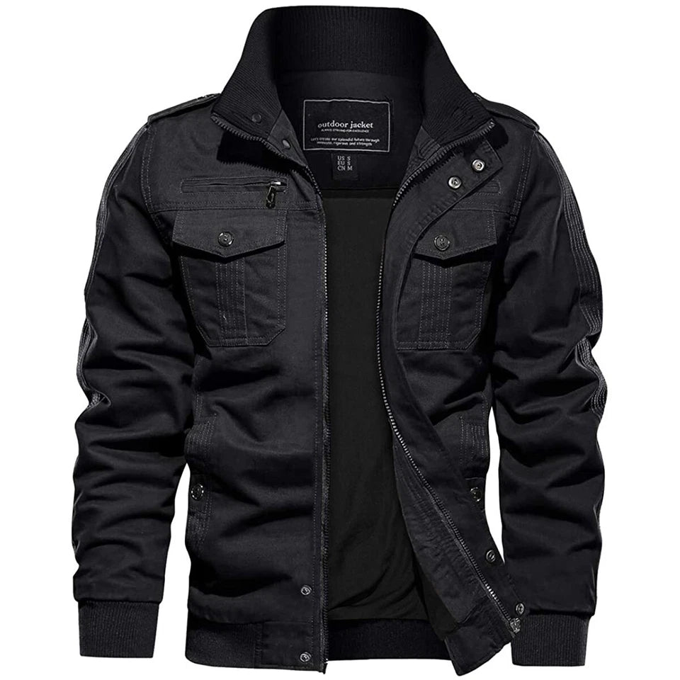 Aeroflux Men’s Cargo Military Tactical Jacket – Cotton Bomber Style Combat Coat