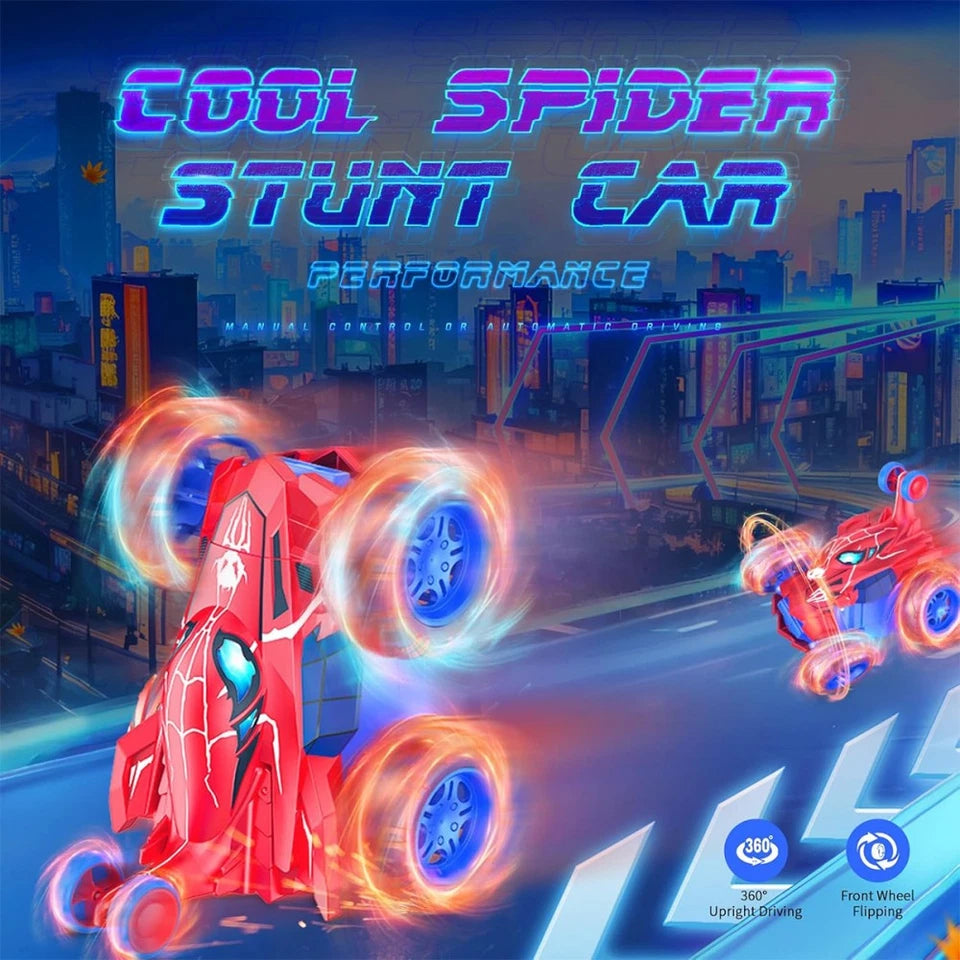 Aeroflux© Spider Stunt RC Car – 360° Drift, LED Lights & Rechargeable Power