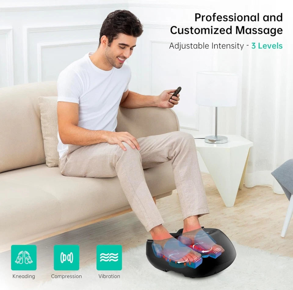 Aeroflux© Shiatsu Foot Massager with Heat & Air Compression – Deep Kneading Relief
