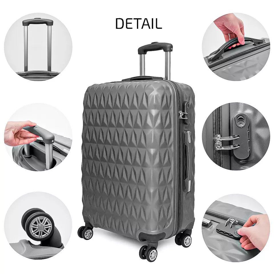 Aeroflux© Lightweight 4-Wheel ABS Hard Shell Travel Trolley Luggage (Medium 24")
