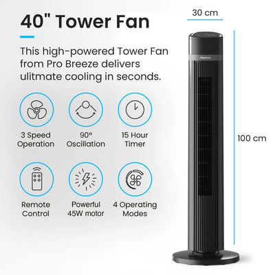 AeroFlux 40" Bladeless Tower Fan – Smooth, Silent, Smart Cooling