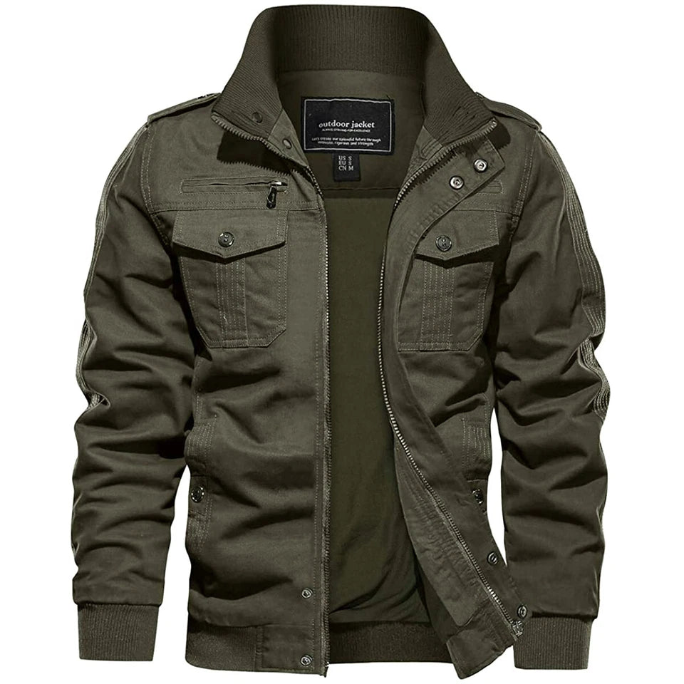 Aeroflux Men’s Cargo Military Tactical Jacket – Cotton Bomber Style Combat Coat