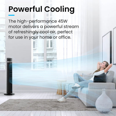 AeroFlux 40" Bladeless Tower Fan – Smooth, Silent, Smart Cooling