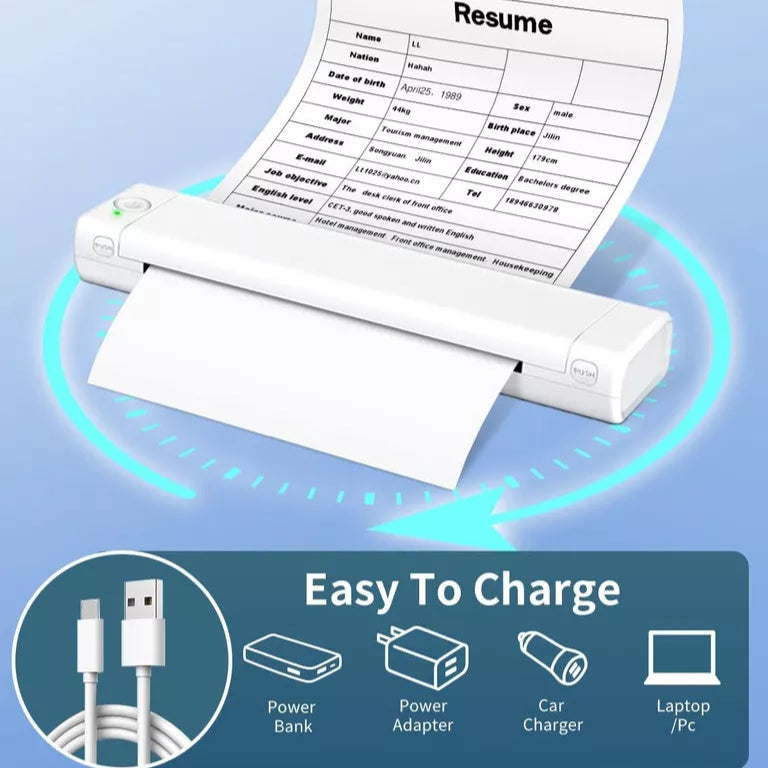 Aeroflux M08F Wireless Portable A4 Thermal Printer – Inkless, Effortless, On-the-Go