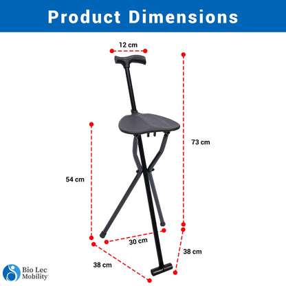 AeroFlux Foldable Cane with Seat — 3-Leg Steady Walking Stick for Comfort & Mobility