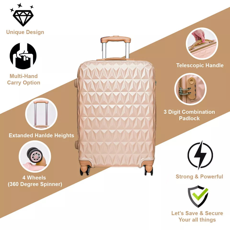 Aeroflux© Lightweight 4-Wheel ABS Hard Shell Travel Trolley Luggage (Medium 24")