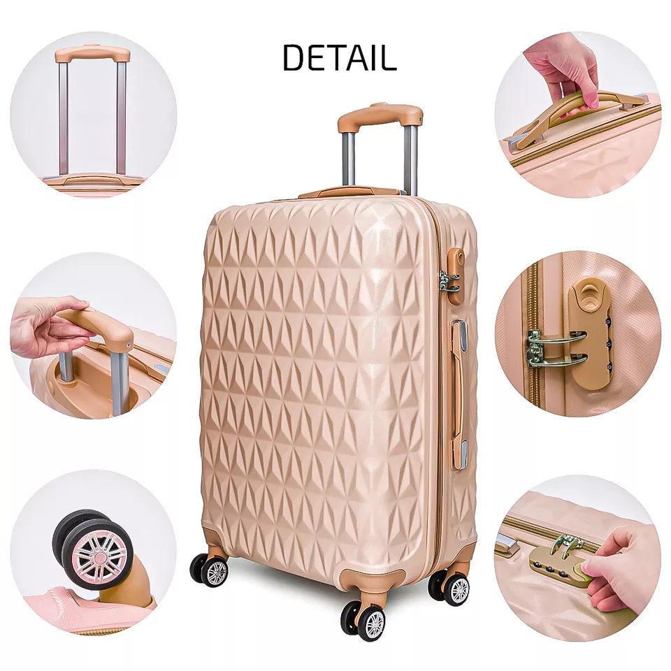 Aeroflux© Lightweight 4-Wheel ABS Hard Shell Travel Trolley Luggage (Medium 24")
