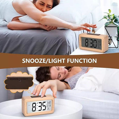 Aeroflux Lumina Wooden Digital Alarm Clock – Stylish, Smart & Functional