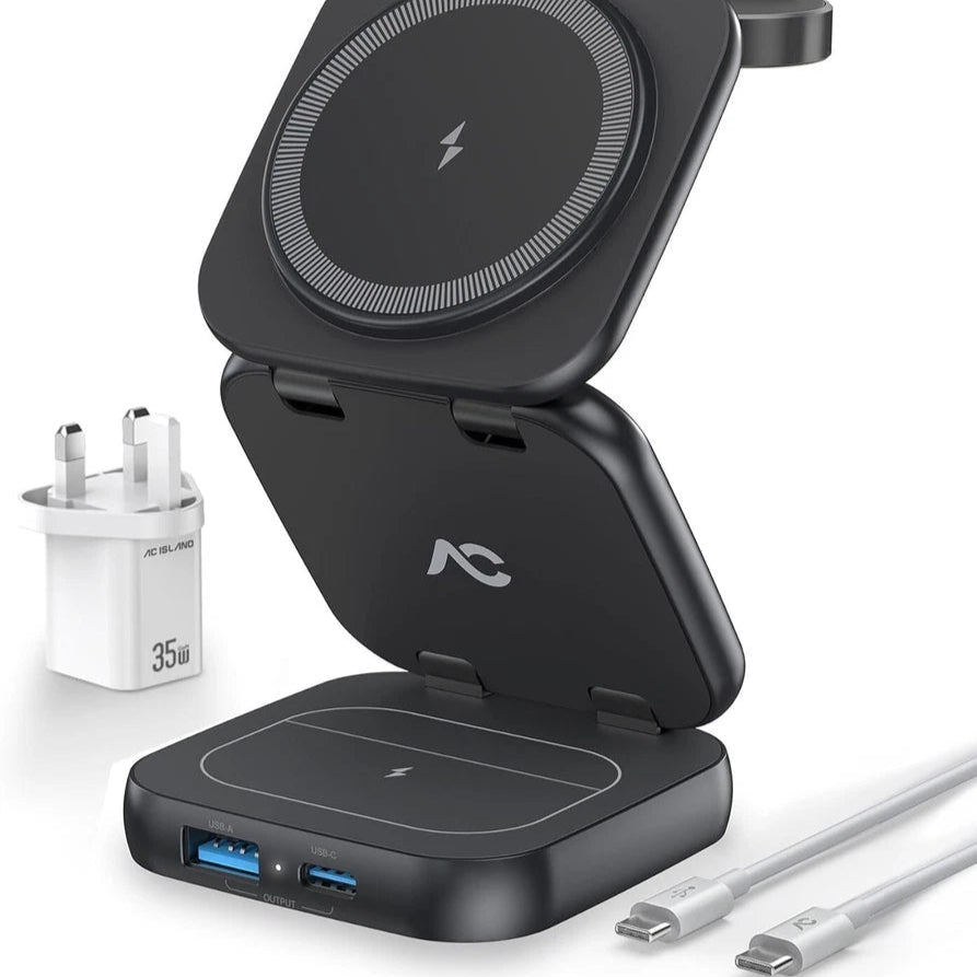 AeroFlux 5-in-1 Foldable MagSafe Wireless Charger | Travel Stand for iPhone, Watch & AirPods
