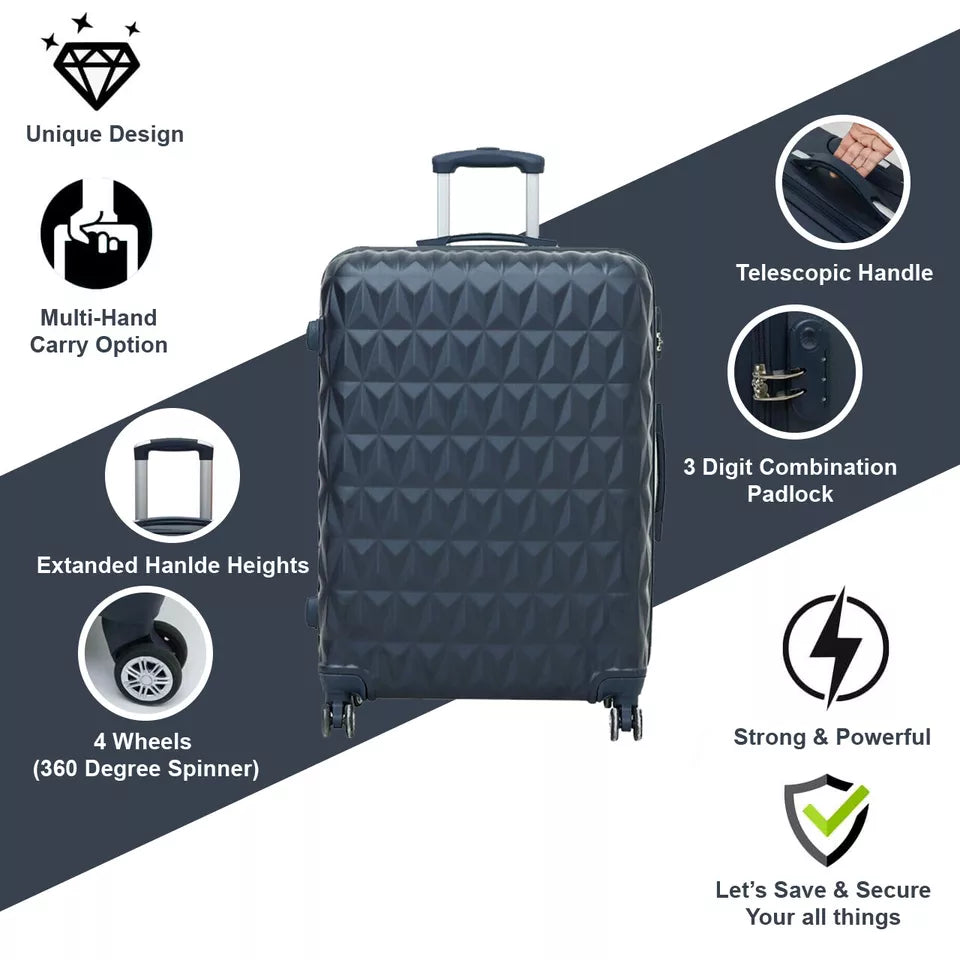 Aeroflux© Lightweight 4-Wheel ABS Hard Shell Travel Trolley Luggage (Medium 24")