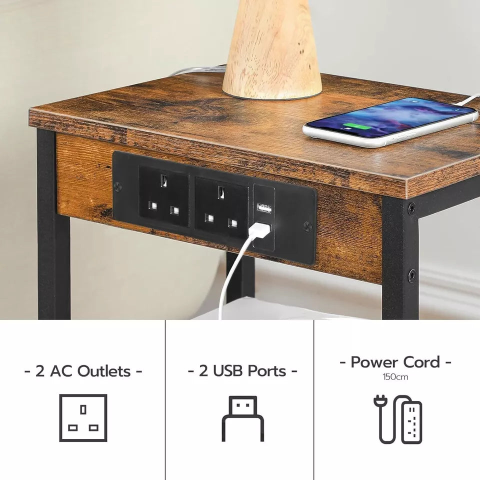 Aeroflux Slim Side Table with Built-in Charging Station
