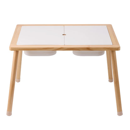 Aeroflux Kids Sensory Table with Storage Bins – Natural Wood Play and Learning Station