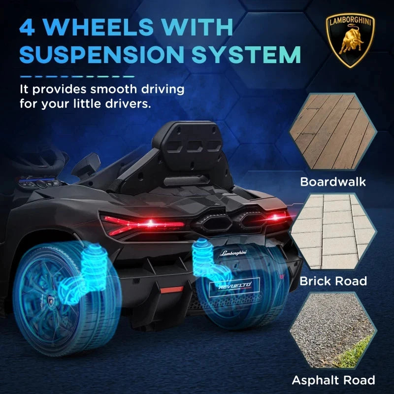 Aeroflux® Lamborghini Licensed Kids Electric Ride-On Car – Butterfly Doors, Remote Control, Music & Lights (Ages 3–8)