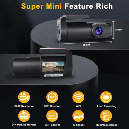 Aeroflux 1080P WiFi Dash Cam with Night Vision & SD Card