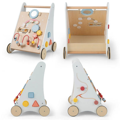 Aeroflux® Premium Wooden Baby Walker – 10-in-1 Learning Activity Center