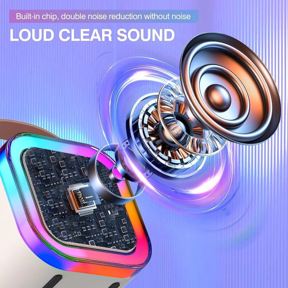 Play Topia© Mini Karaoke Machines for Kids Adults w/2 Wireless Microphones, Portable Bluetooth Speaker with Voice Changing Effects
