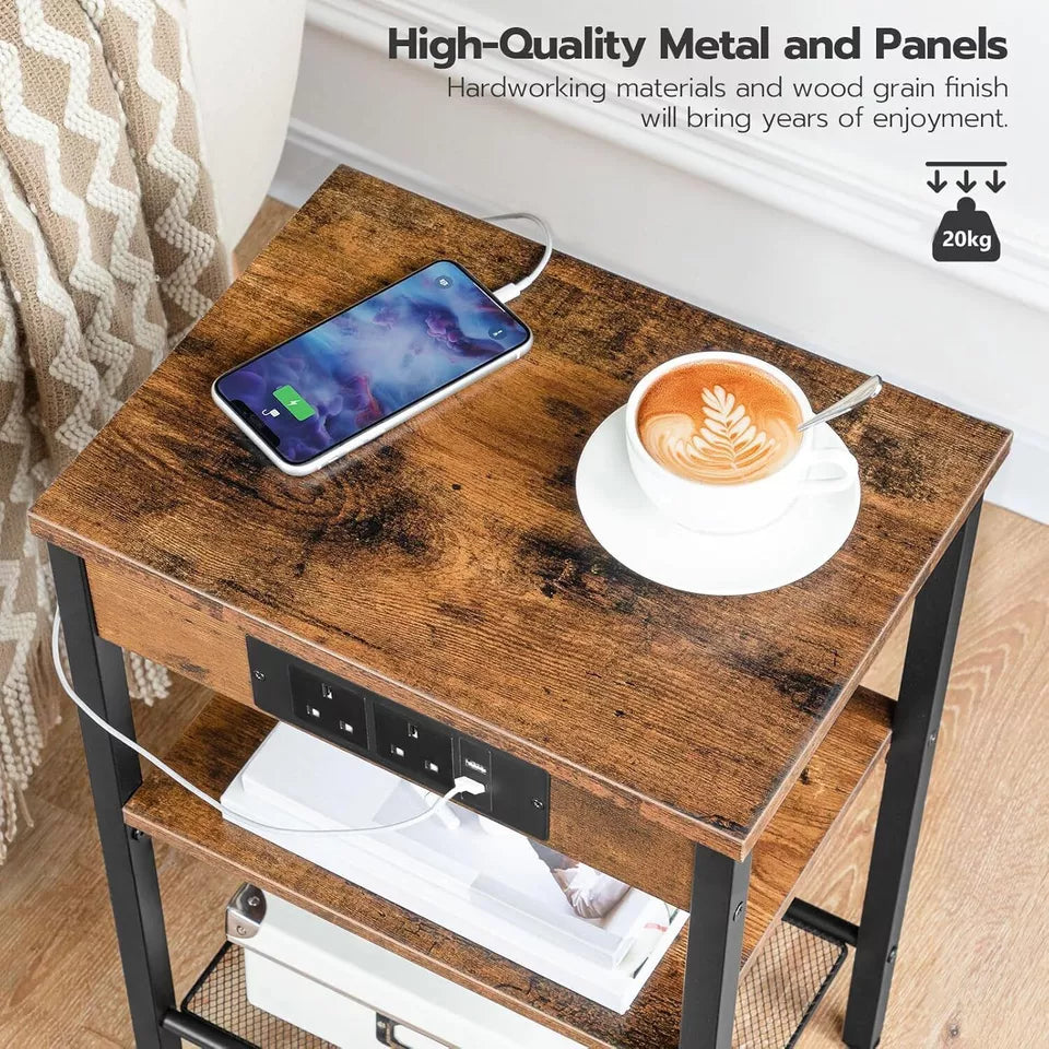Aeroflux Slim Side Table with Built-in Charging Station
