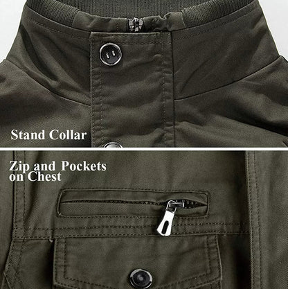 Aeroflux Men’s Cargo Military Tactical Jacket – Cotton Bomber Style Combat Coat