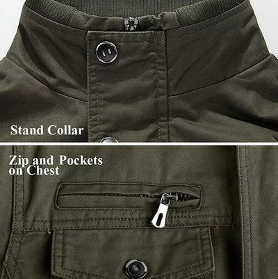 Aeroflux Men’s Cargo Military Tactical Jacket – Cotton Bomber Style Combat Coat