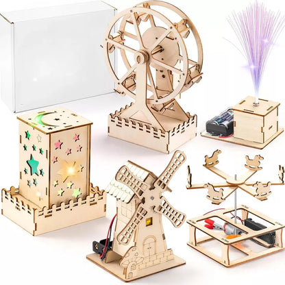 Aeroflux© 5-in-1 DIY STEM Wood Craft Kit – Educational Science Projects for Kids