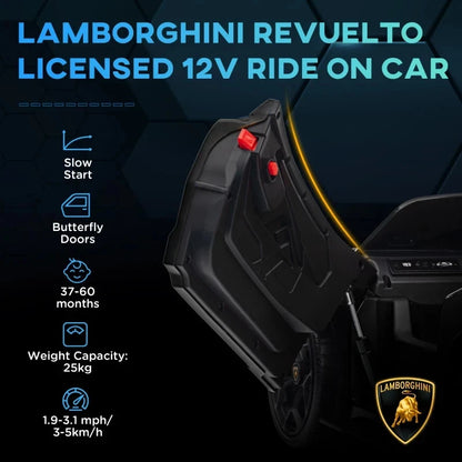 Aeroflux® Lamborghini Licensed Kids Electric Ride-On Car – Butterfly Doors, Remote Control, Music & Lights (Ages 3–8)