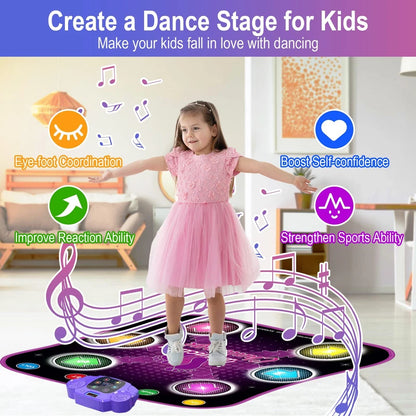 Aeroflux Bluetooth Dance Mat – LED Musical Play Pad for Kids (Ages 3–10)