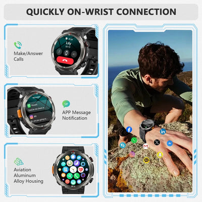 Aeroflux W50 Pro Series – Rugged Smartwatch for Men