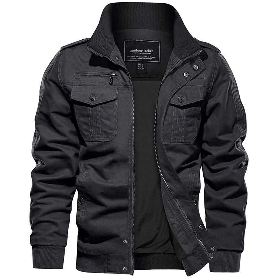 Aeroflux Men’s Cargo Military Tactical Jacket – Cotton Bomber Style Combat Coat