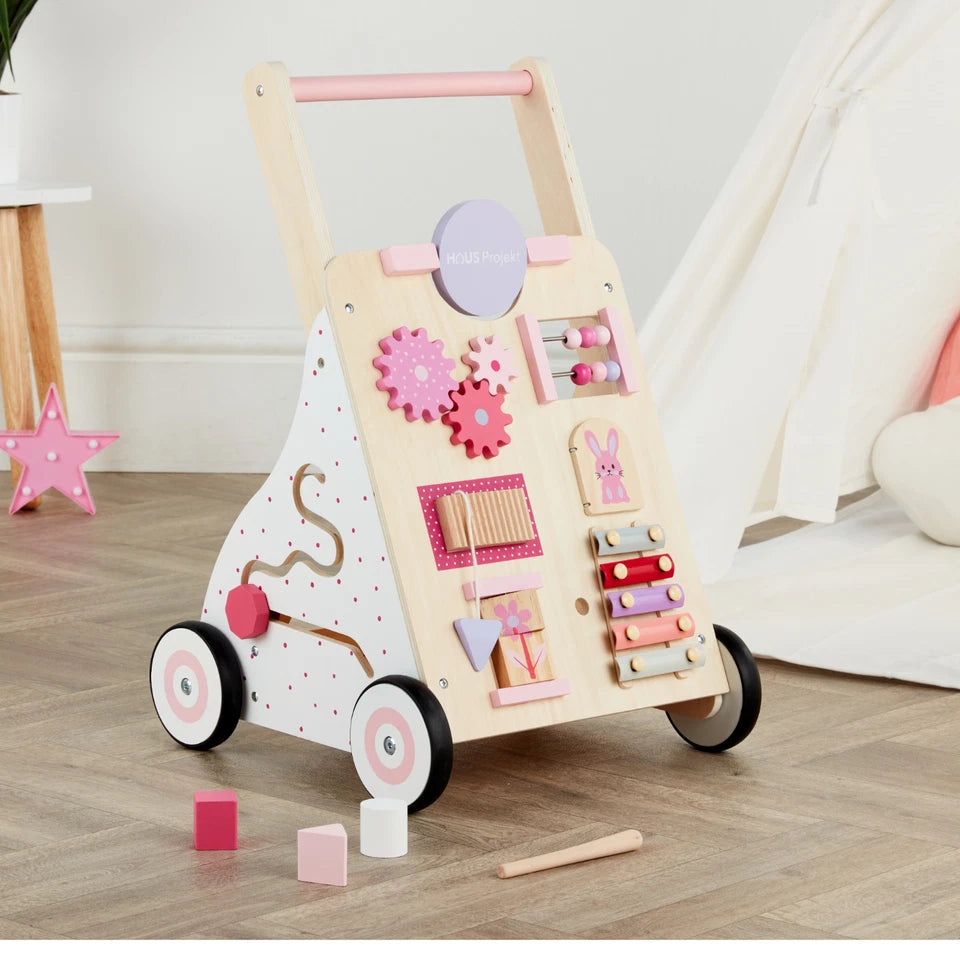 Aeroflux® Premium Wooden Baby Walker – 10-in-1 Learning Activity Center