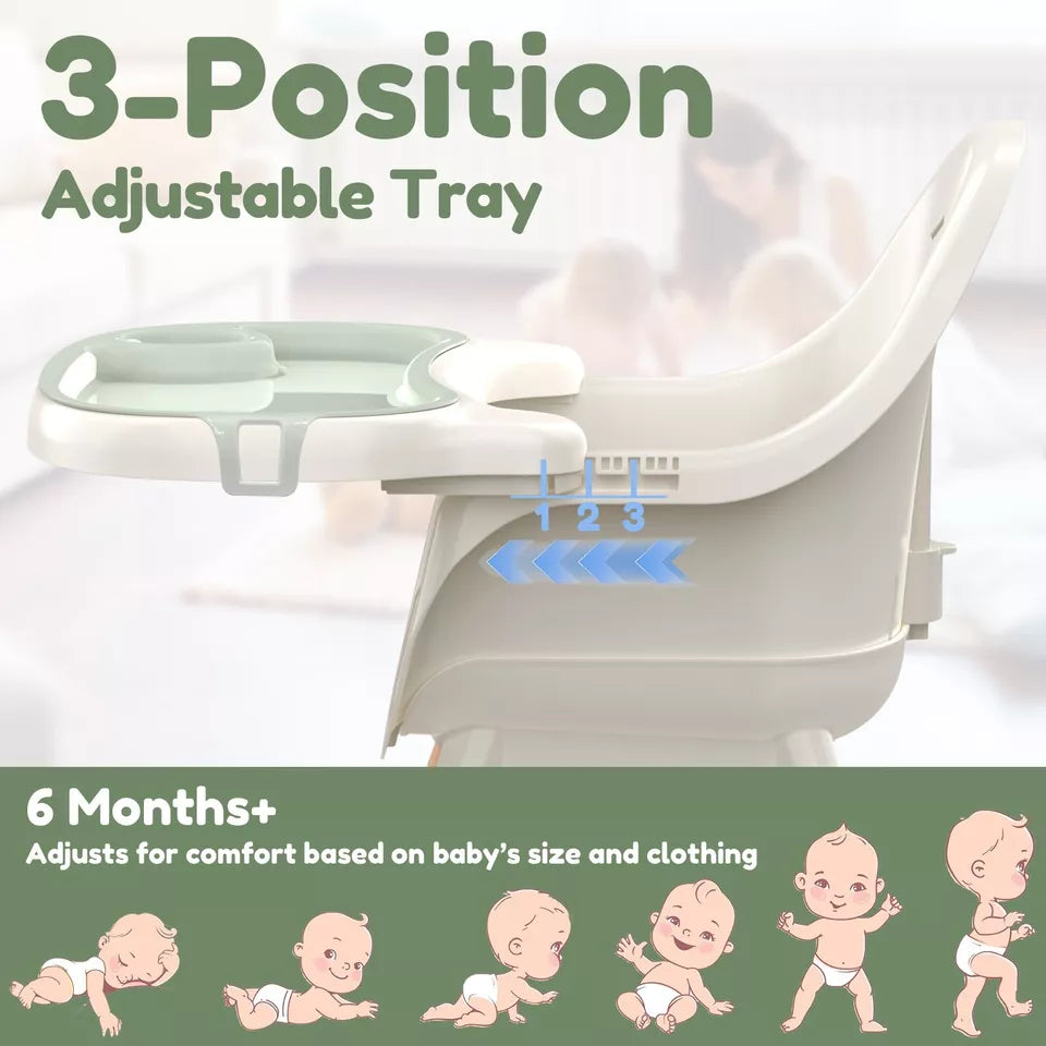 Aeroflux© Premium Baby Feeding High Chair – Adjustable, Safe & Convenient