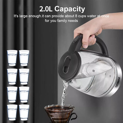 Aeroflux® UltraBoil Electric Kettle – 1.8L, 3000W | Rapid Boil, Auto Shut-Off, Borosilicate Glass, Stainless Steel Filter