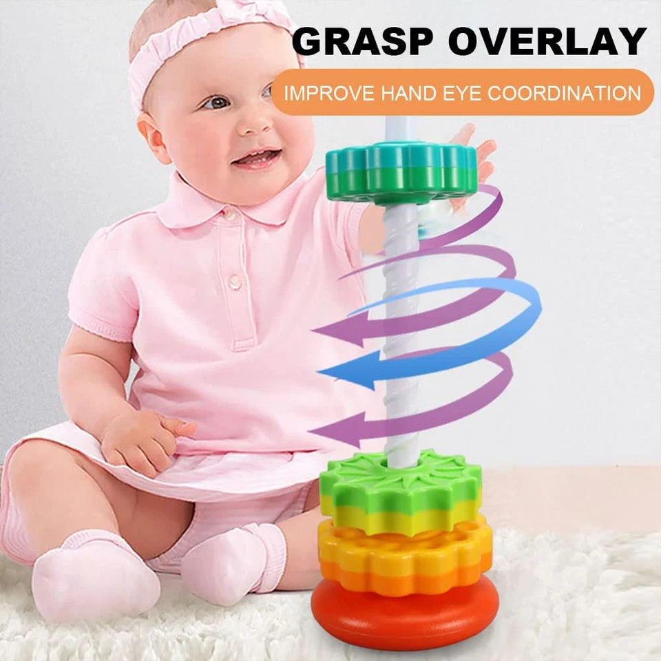 Aeroflux Baby Spinning Toy – Rainbow Stacking Sensory Spin Gears