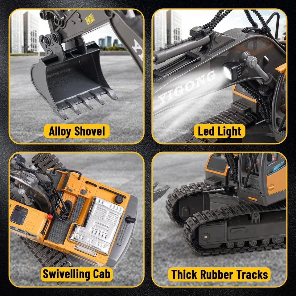 Aeroflux Remote Control RC Digger with Charger & Battery – Children’s RC Excavator Toy